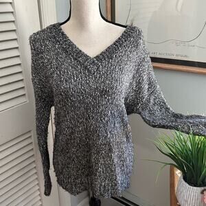 Theory Sweater Small Gray Slouchy Parkland Pullover Wool Blend Chunky Minimalist
